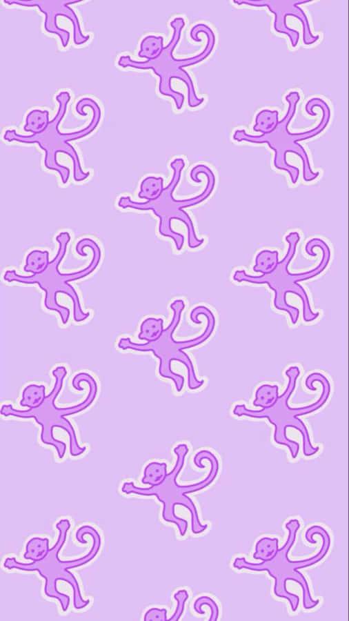 Preppy Purple Monkey Pattern Wallpaper