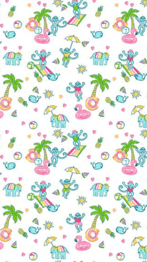 Preppy Roller Rabbit Pattern Wallpaper
