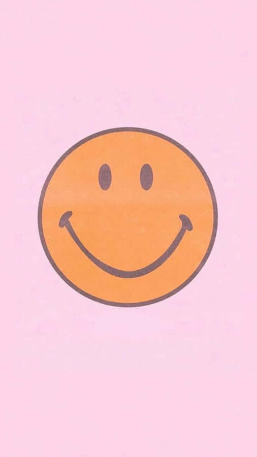 Preppy Smiley Face Pink Background Wallpaper
