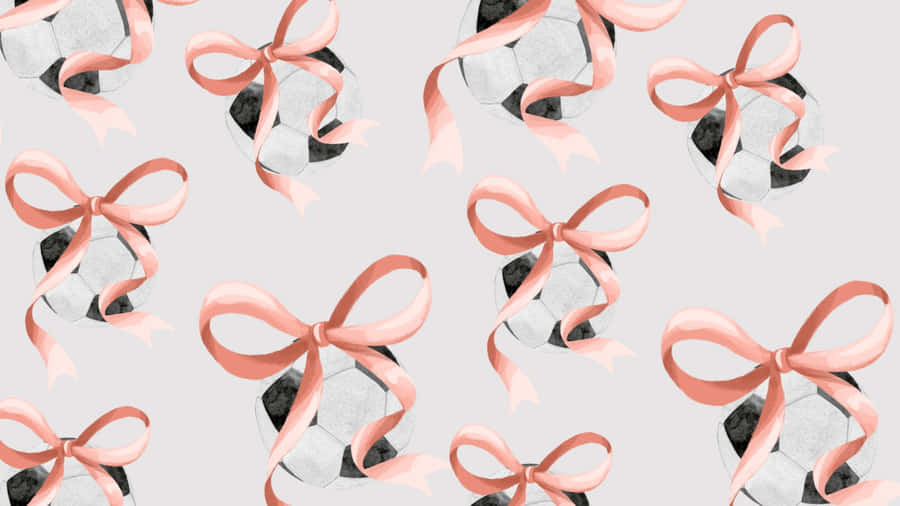 Preppy Soccer Ribbon Pattern Wallpaper