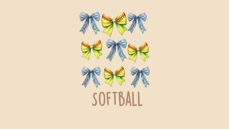 Preppy Softball Bow Design Wallpaper