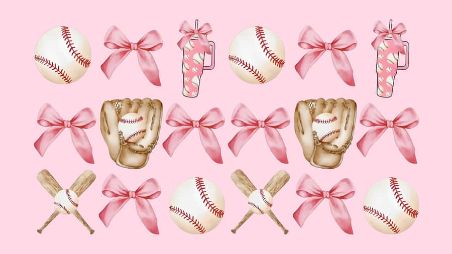 Preppy Softball Pattern Wallpaper