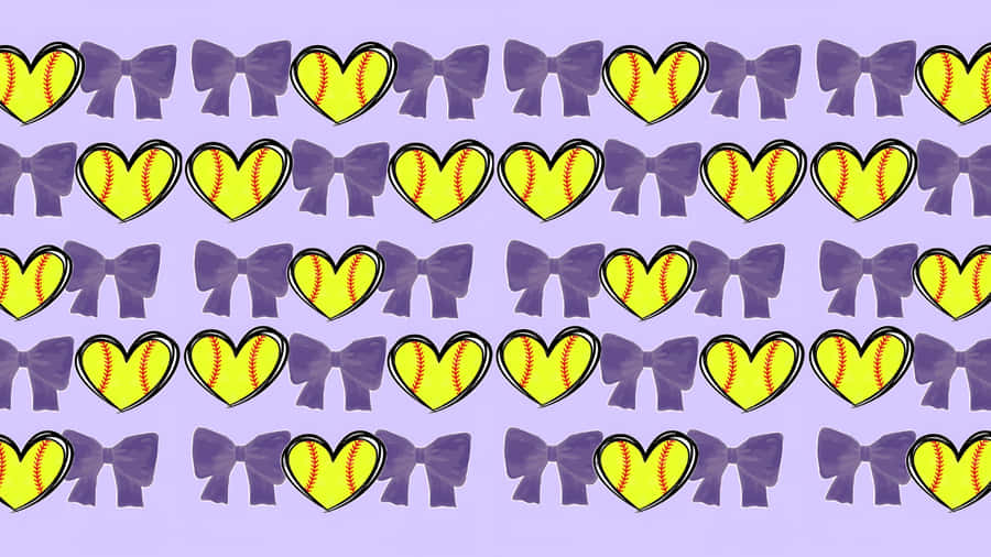 Preppy Softball Pattern Design Wallpaper