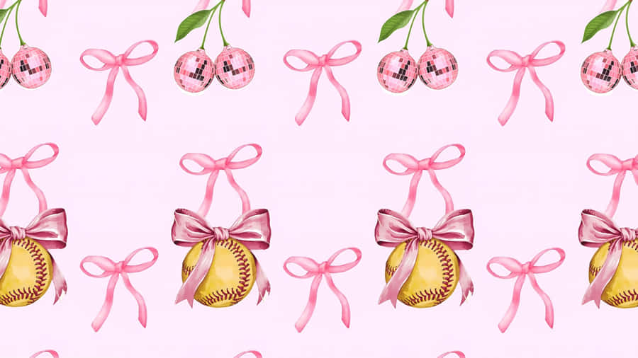 Preppy Softball Pattern Wallpaper