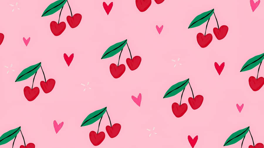 Preppy Valentines Day Cherry Pattern Wallpaper
