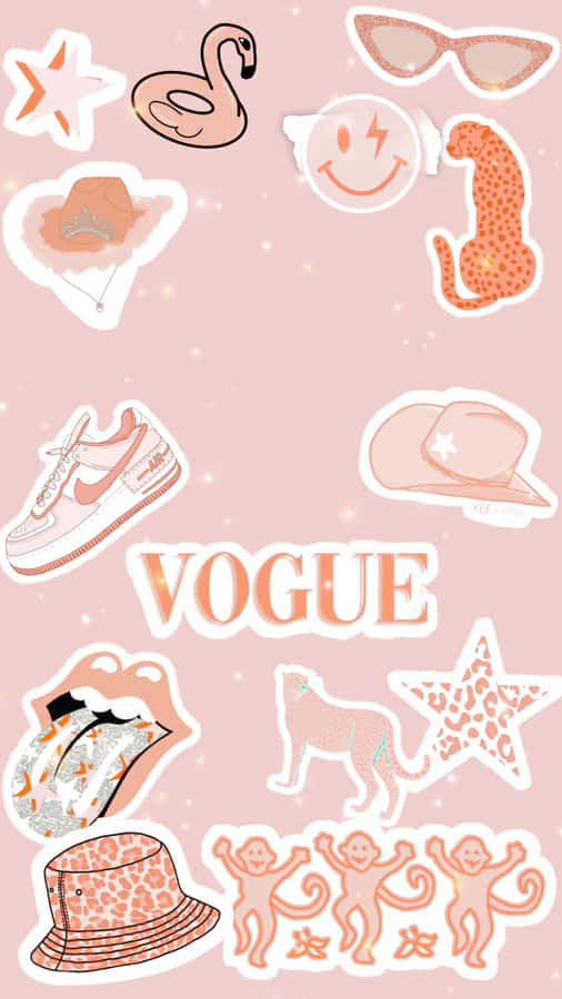 Preppy Vogue Sticker Collage Wallpaper