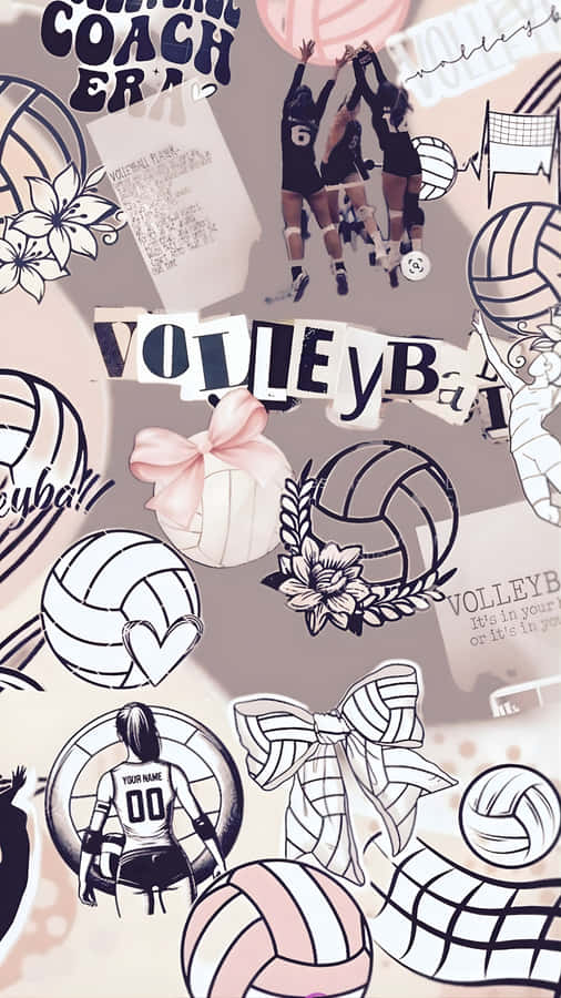 Preppy Volleyball Collage Wallpaper