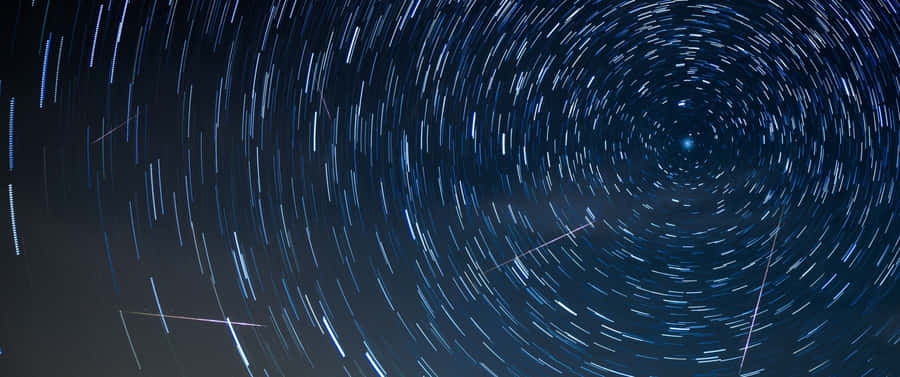 Pretty 3440x1440 Space Star Trail Photography Wallpaper