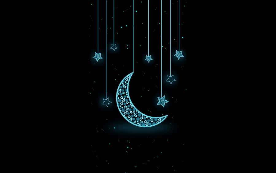 Pretty Black Stars And Moon Wallpaper