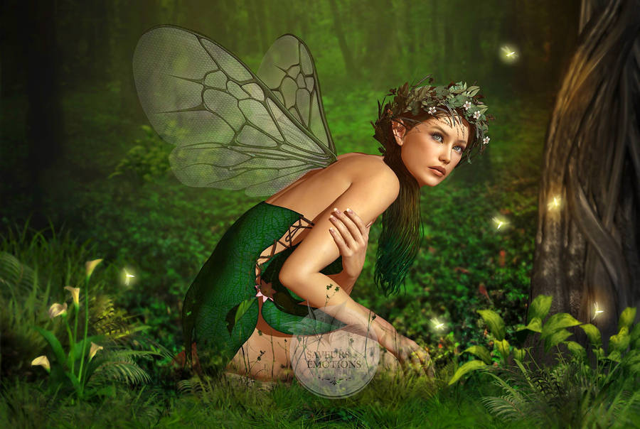 Pretty Desktop Green Fairy Wallpaper