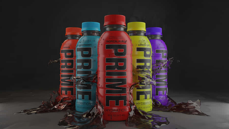 Prime Hydration Drink Bottles Splash Wallpaper