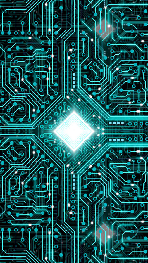 Processor Chip Teal Glow Wallpaper