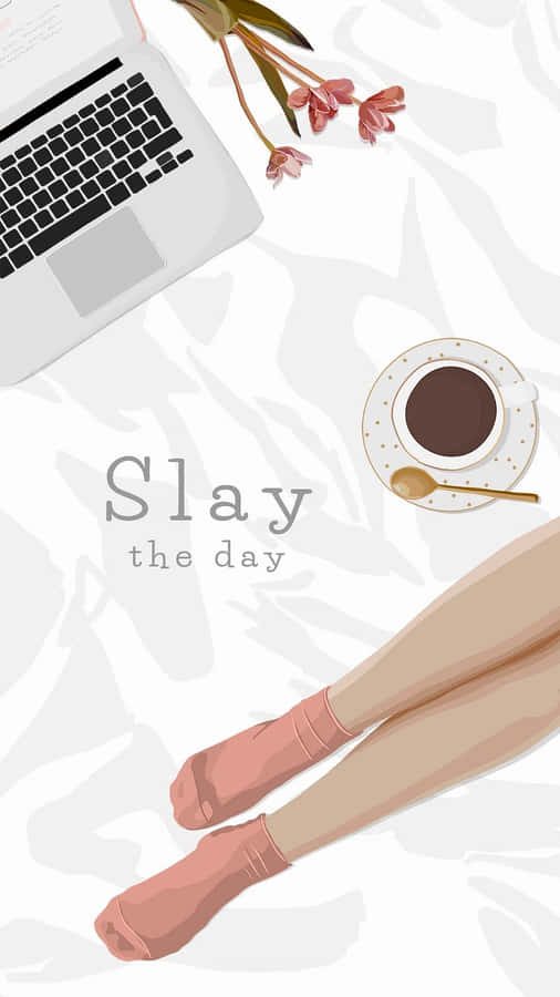 Productive Morning Flatlay Illustration Wallpaper