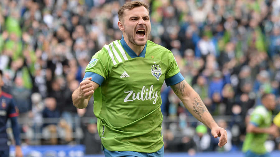 Professional Soccer Player Jordan Morris In Action For Seattle Sounders In 2020. Wallpaper