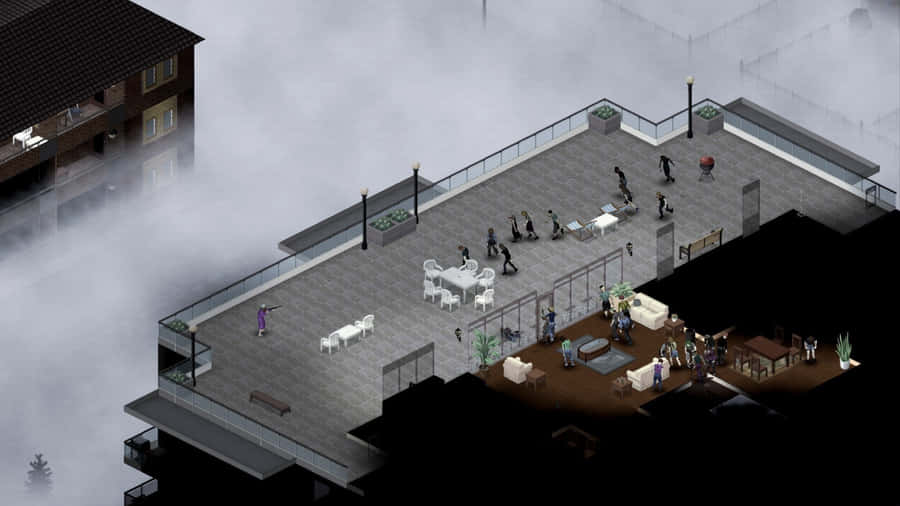 Project Zomboid Rooftop Survival Base Wallpaper