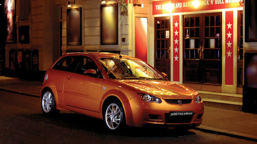 Proton Performance Car In Motion On A Mountain Road Wallpaper