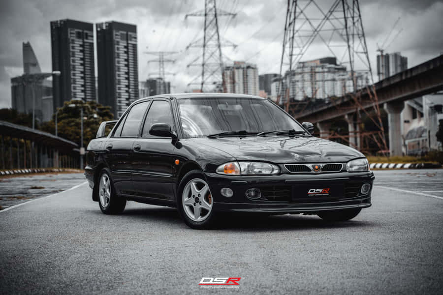 Proton Wira Black Cityscape Wallpaper