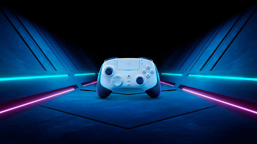 Ps5 Controller In Futuristic Setting Wallpaper