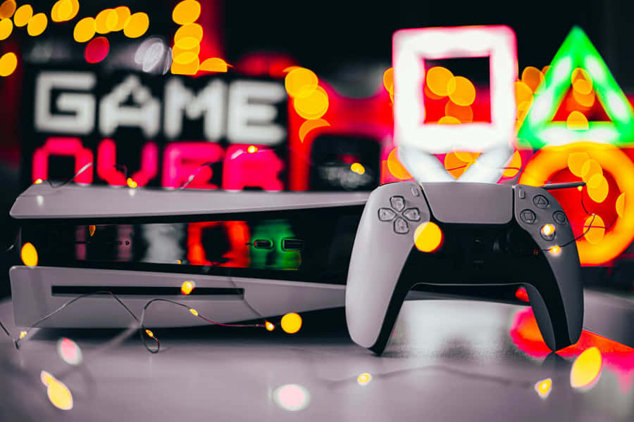 Ps5 Controller With Console Wallpaper