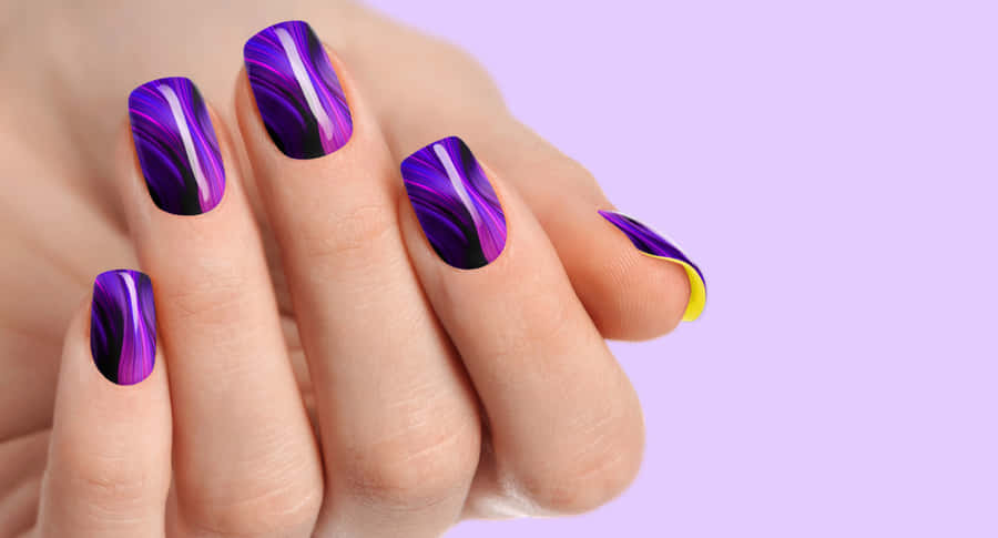 Purple Black Swirl Nail Art Wallpaper