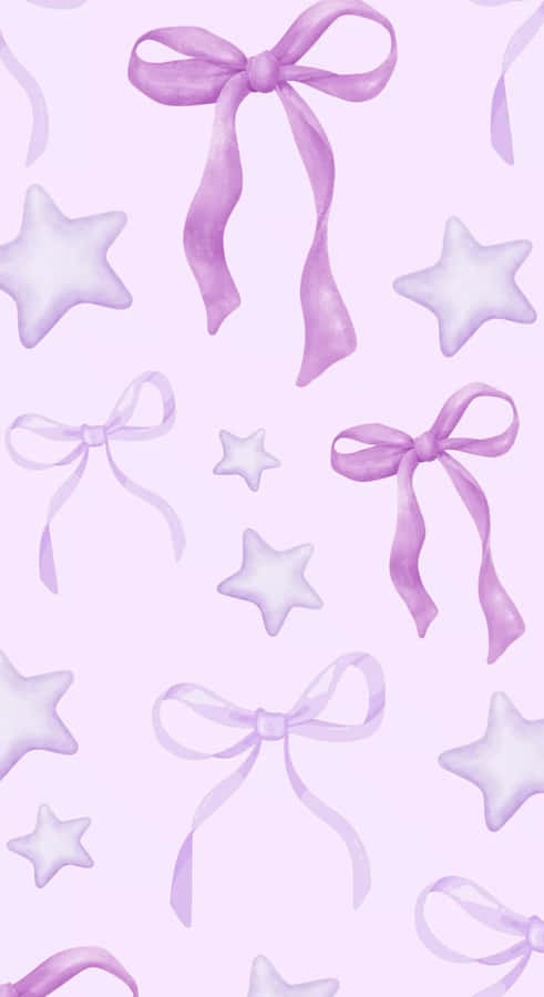Purple Bow And Star Pattern Wallpaper