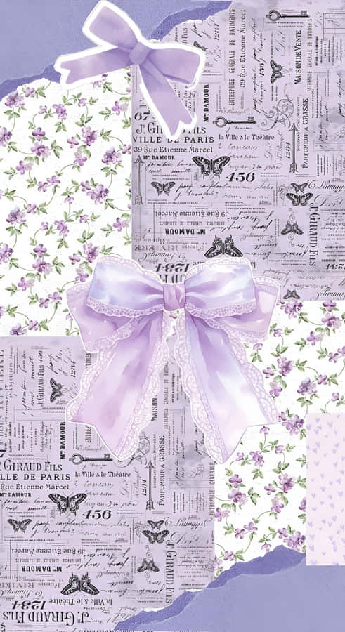 Purple Bow Collage Design Wallpaper