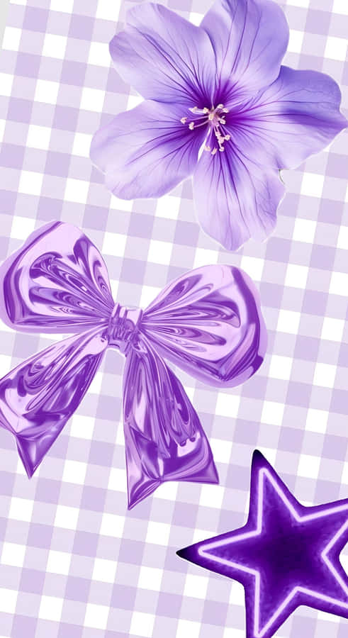 Purple Bow Floral Star Wallpaper
