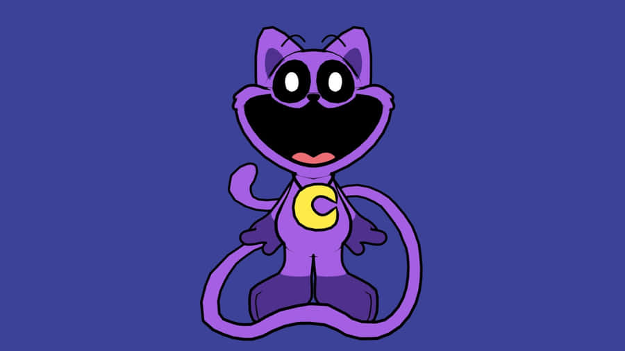 Purple Cartoon Cat Character Wallpaper