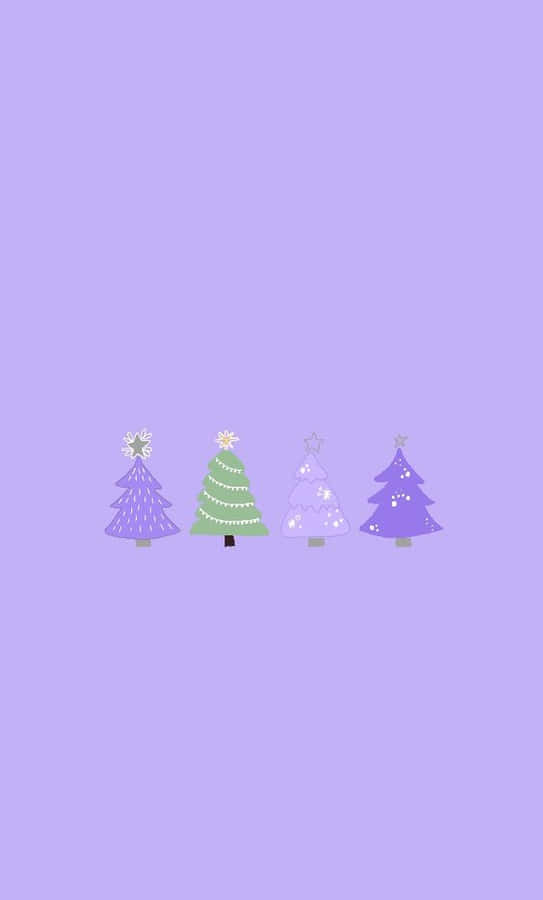 Purple Christmas Trees Wallpaper