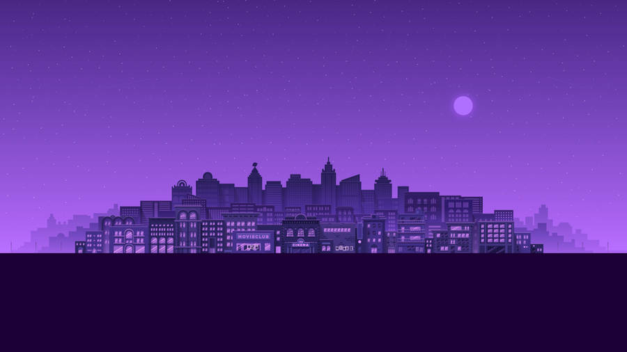 Purple City At Night Wallpaper