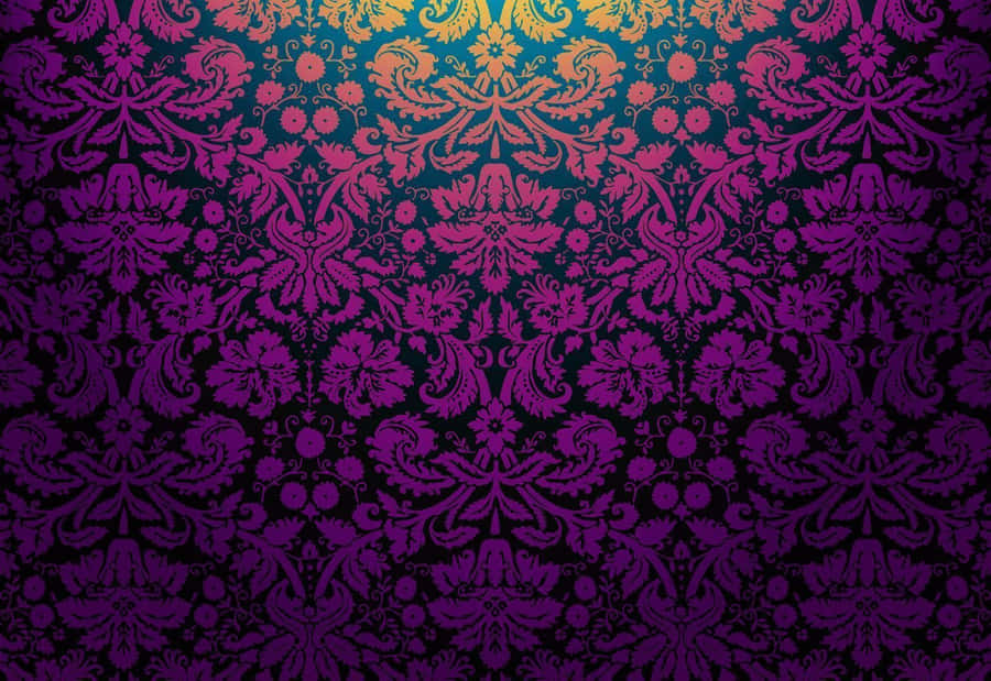 Purple Gothic Floral Pattern Art Wallpaper