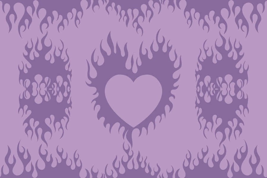 Purple Heart Flame Pattern Y2 K Aesthetic Wallpaper