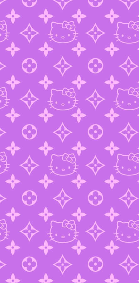 Purple Hello Kitty Pattern Wallpaper Wallpaper