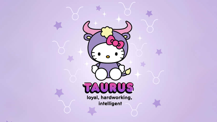 Purple Hello Kitty Taurus Zodiac Wallpaper