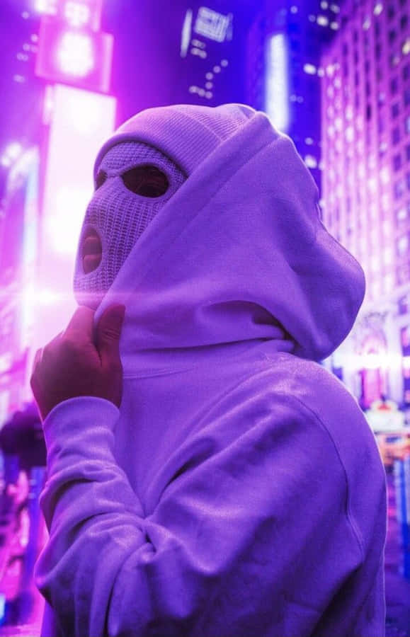 Purple Hoodie Urban Nightlife Wallpaper