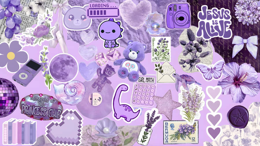 Purple Junk Collage Wallpaper