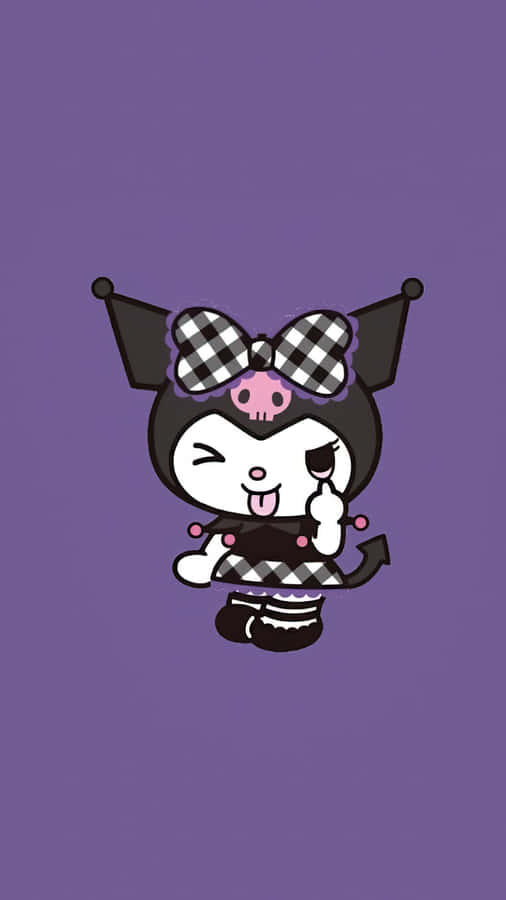 Purple Kuromi Winking Cheerful Wallpaper