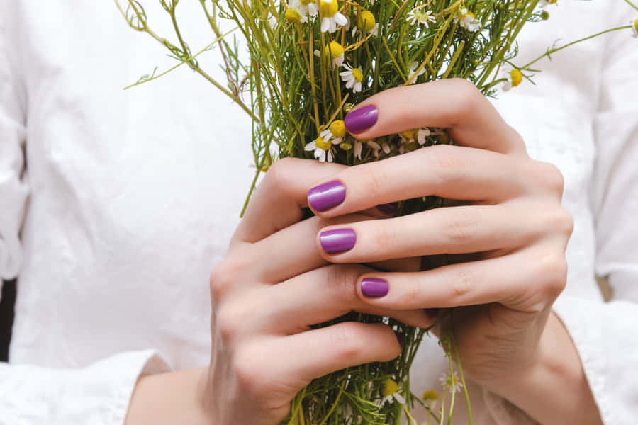 Purple Manicure Floral Embrace Wallpaper
