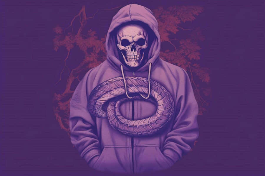 Purple Skull Hoodie Artwork Wallpaper