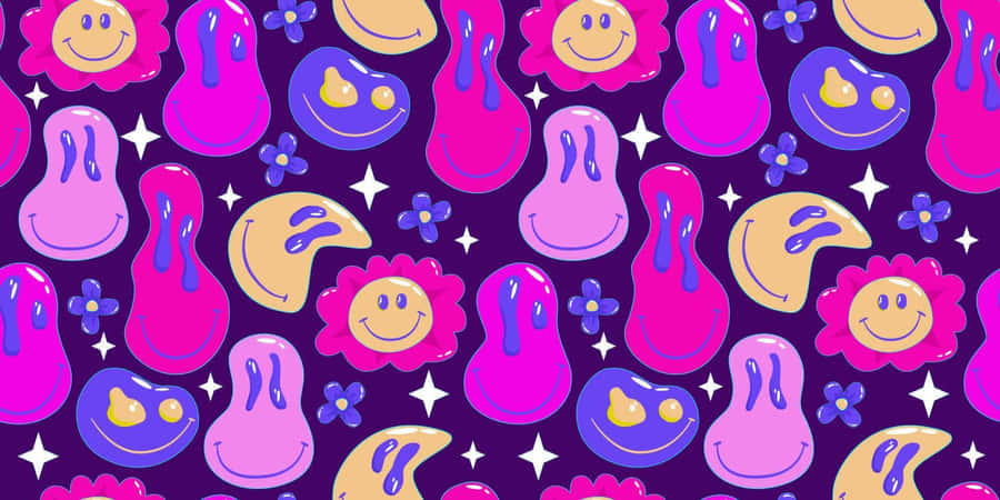 Purple Smiley Face Pattern Wallpaper