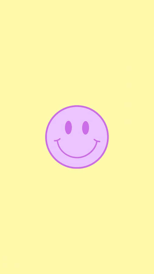 Purple Smiley Face Yellow Background Wallpaper