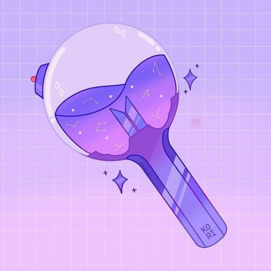 Purple Stick Light Bts Army Girl Wallpaper
