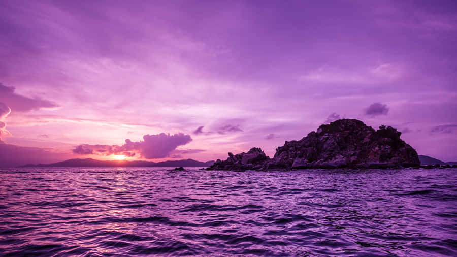 Purple Sunset Island4 K Wallpaper