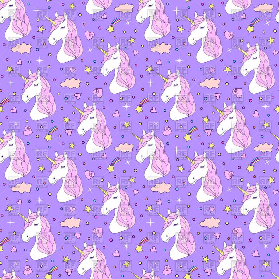 Purple Unicorn Cute Pattern Wallpaper