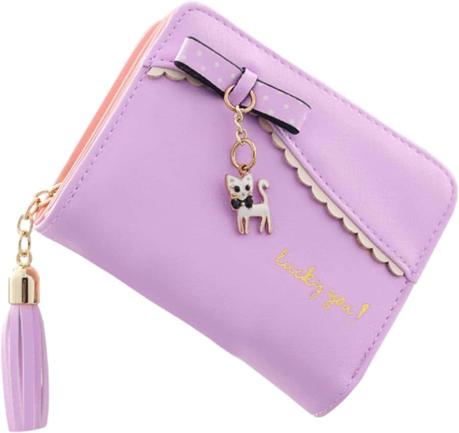 Purple Walletwith Cat Charmand Bow Wallpaper