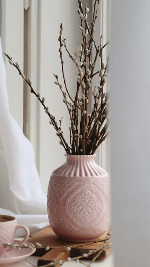 Pussy Willow Vase Arrangement Wallpaper