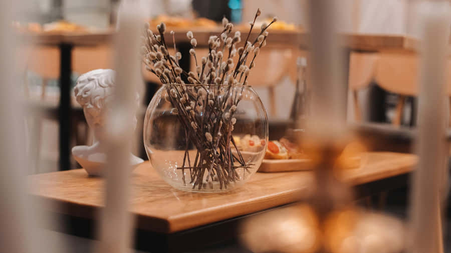 Pussy Willow Vase Arrangement Wallpaper