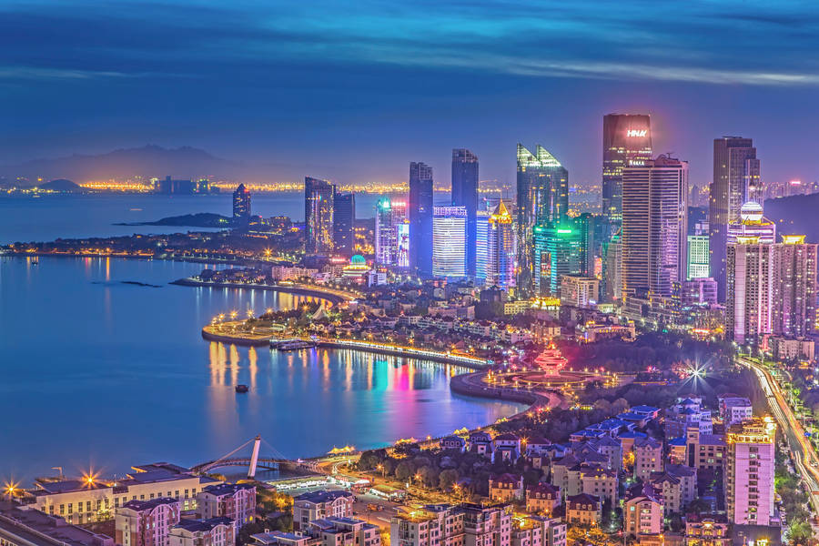 Qingdao China At Night Wallpaper
