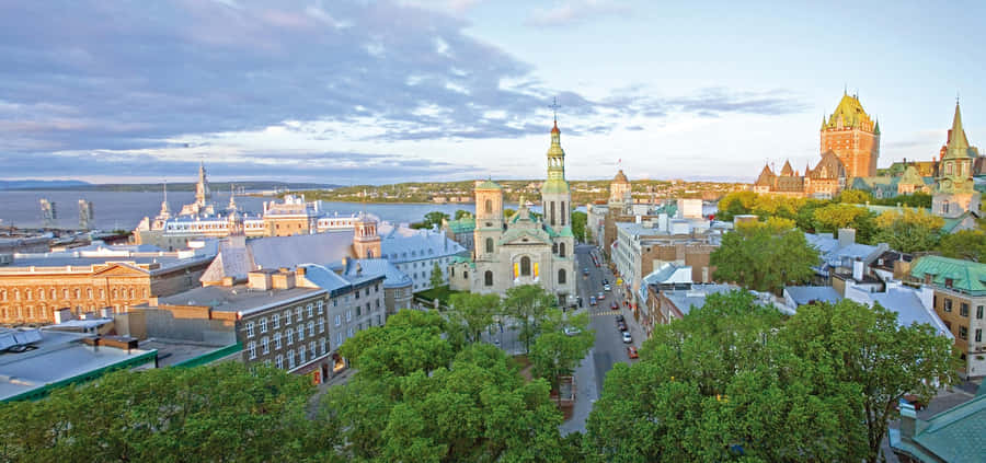 Quebec City Skyline Dusk Wallpaper