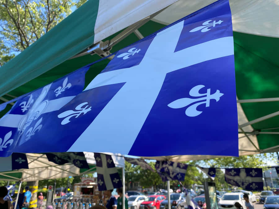 Quebec Fleurde Lis Flags Celebration Wallpaper
